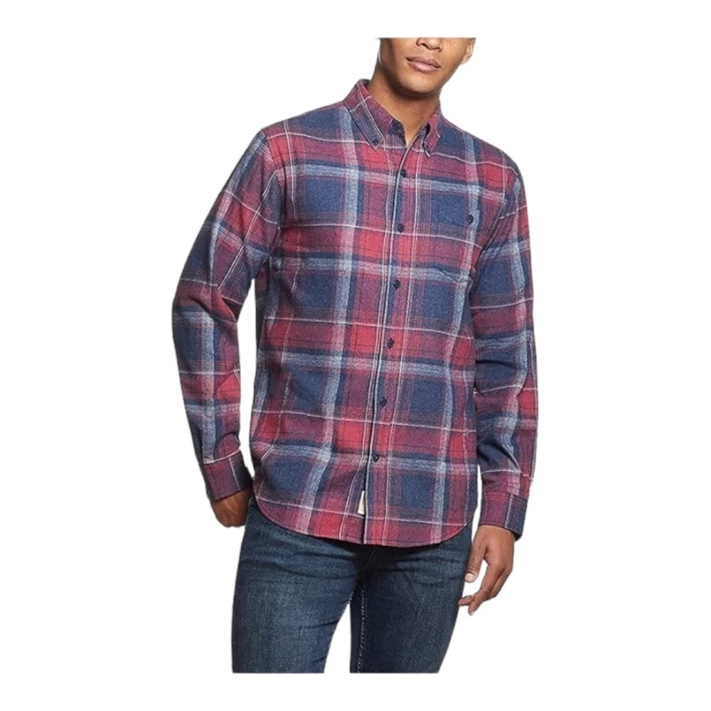 Weatherproof Vintage Flannel Shirt Grey Cranberry Button Down Cuff XXLT